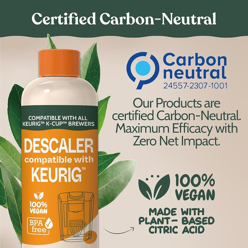 Roobi Keurig Compatible Descaling Solution. Specially Formulated for Descaling & Cleaning. 2 Uses per Bottle, 2 Pack. Carbon Neutral Keurig Descaling Kit. - Image 2